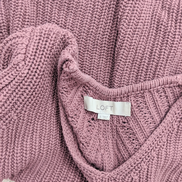 LOFT pink chunky knit sweater size s - Picture 3 of 3
